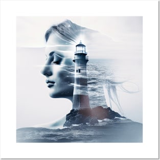 Lady Lighthouse Sea Imagine Wild Free Posters and Art